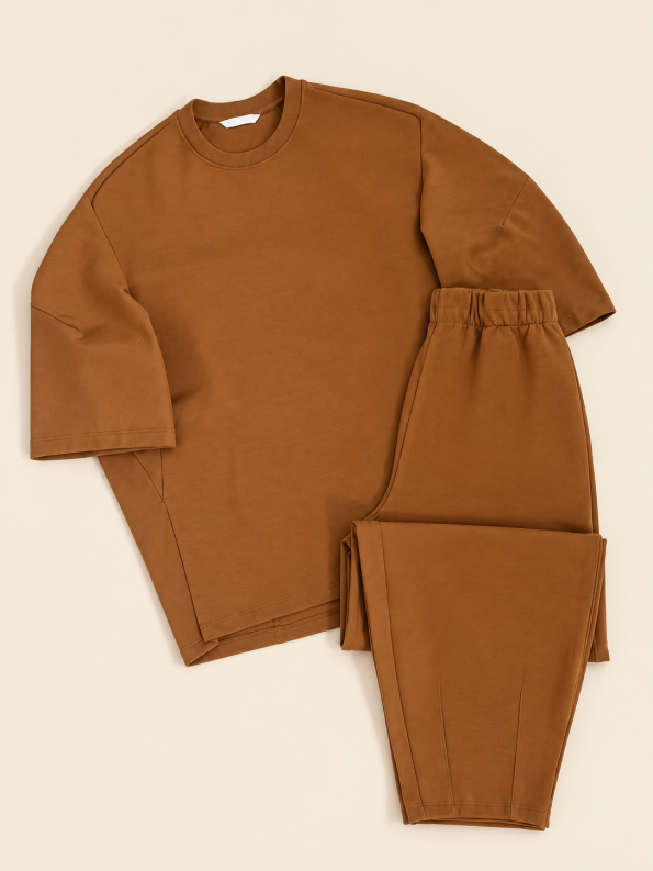 file_00000000f8f4824682907dfe5731417b ست دورس و شلوار شتری Zara